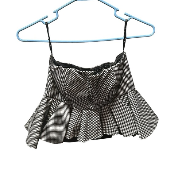 Bardot Skirt Set High Waisted Pencil Wiggle Back Zipper Fishnet Strapless Crop - Picture 7 of 9